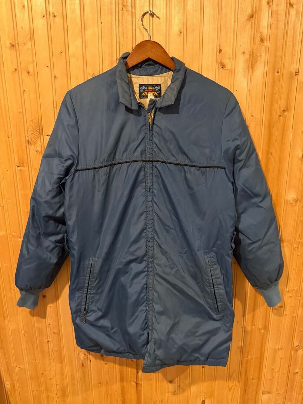 1970s Eddie Bauer Down Fill Zip Parka Coat Blue Mens Small, Eddie Bauer Mens Par